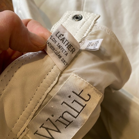 VTG leather skirt white and silver genuine leather long skirt 1980s 80s - Picture 10 of 11